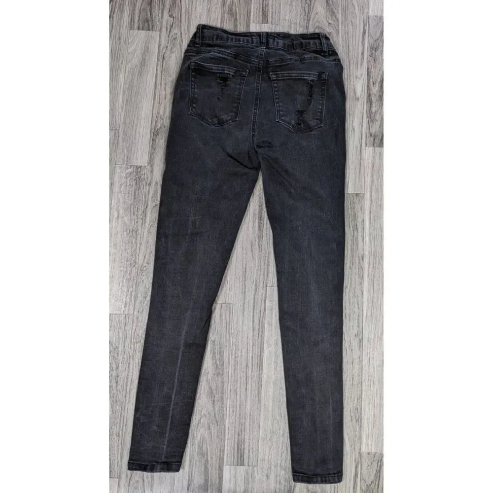 Fashion Nova Juniors Size 3 Pockets‎ Distressed Skinny Black Denim Jeans